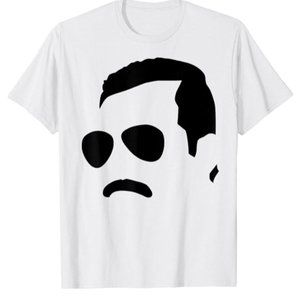 Freddy Mercury T-Shirt White Outline Mens Medium